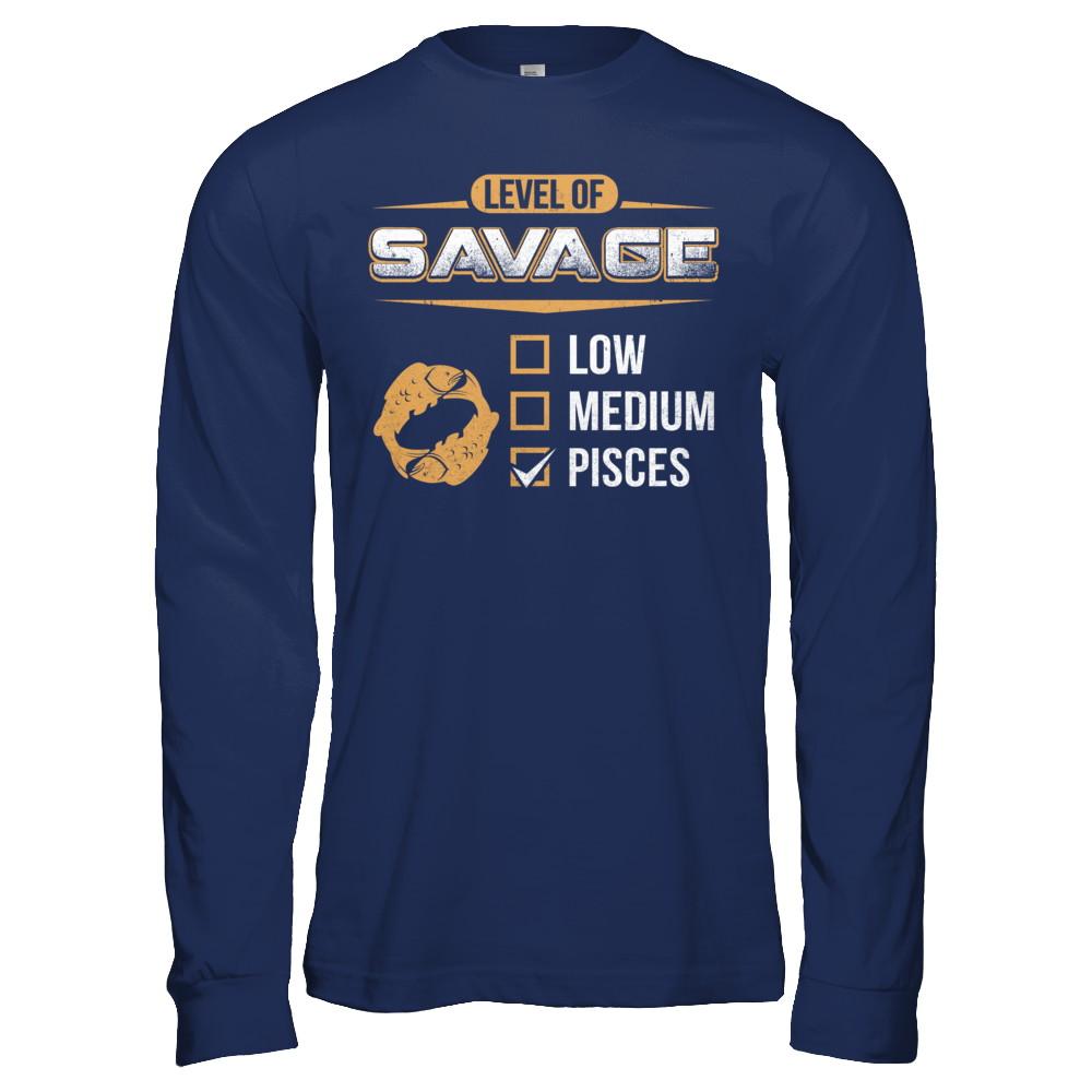 Level Of Savage Pisces-T-Shirt & Hoodie-Long Sleeve T-Shirt-Navy