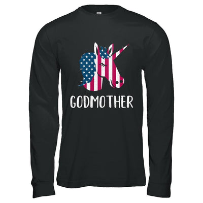 Patriotic Godmother Unicorn Americorn 4Th Of July-T-Shirt & Hoodie-Long Sleeve T-Shirt-Black