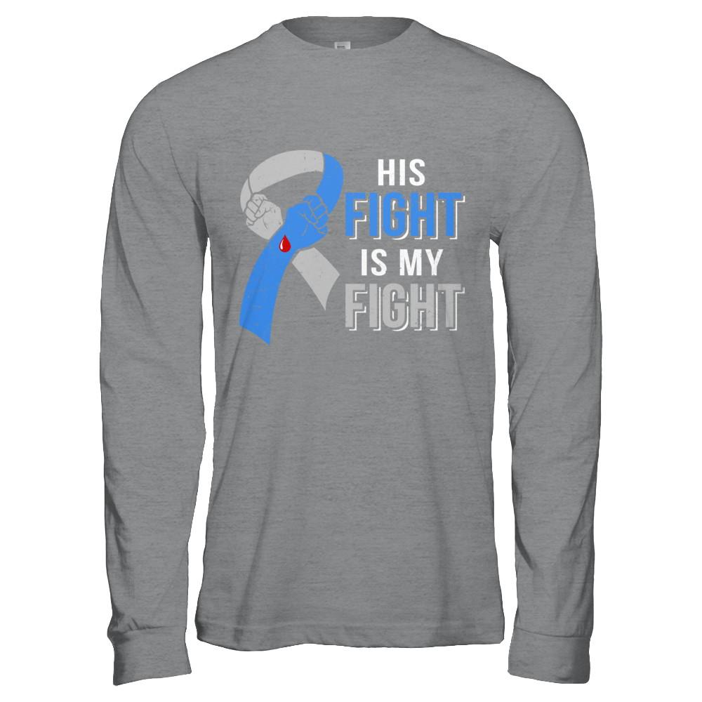 His Fight Is My Fight Diabetes Awareness-T-Shirt & Hoodie-Long Sleeve T-Shirt-Sport Grey
