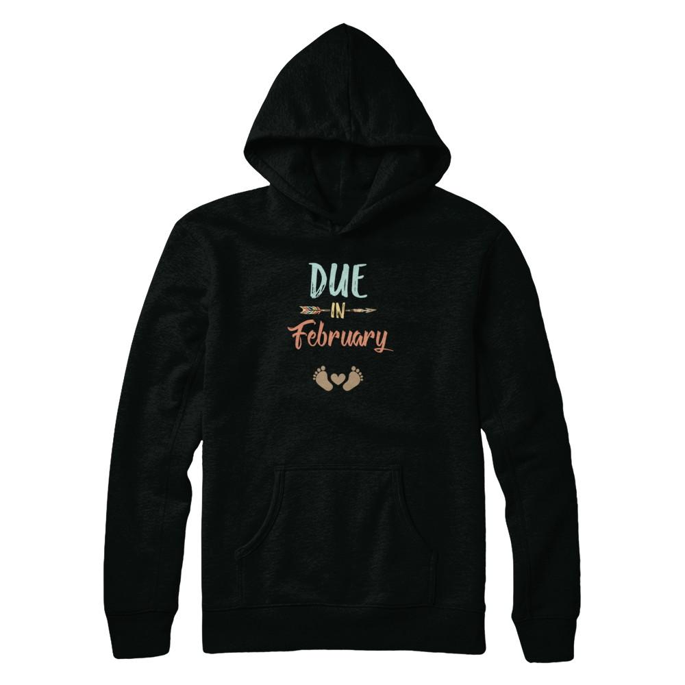Due Date February 2021 Announcement Mommy Bump Pregnancy-T-Shirt & Tank Top-Pullover Hoodie-Black