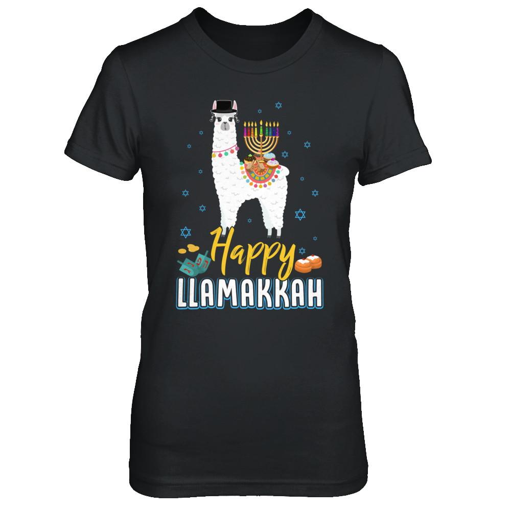 Funny Happy Llamakkah Hanukkah Llama-T-Shirt & Sweatshirt-Women's T-Shirt-Black