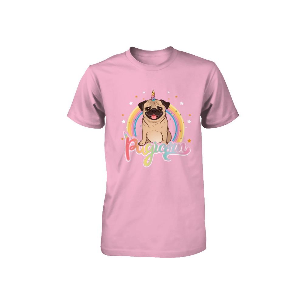 Rainbow Pugicorn Pug Unicorn For Kids Youth-Youth Shirt-Toddler T-Shirt-Pink