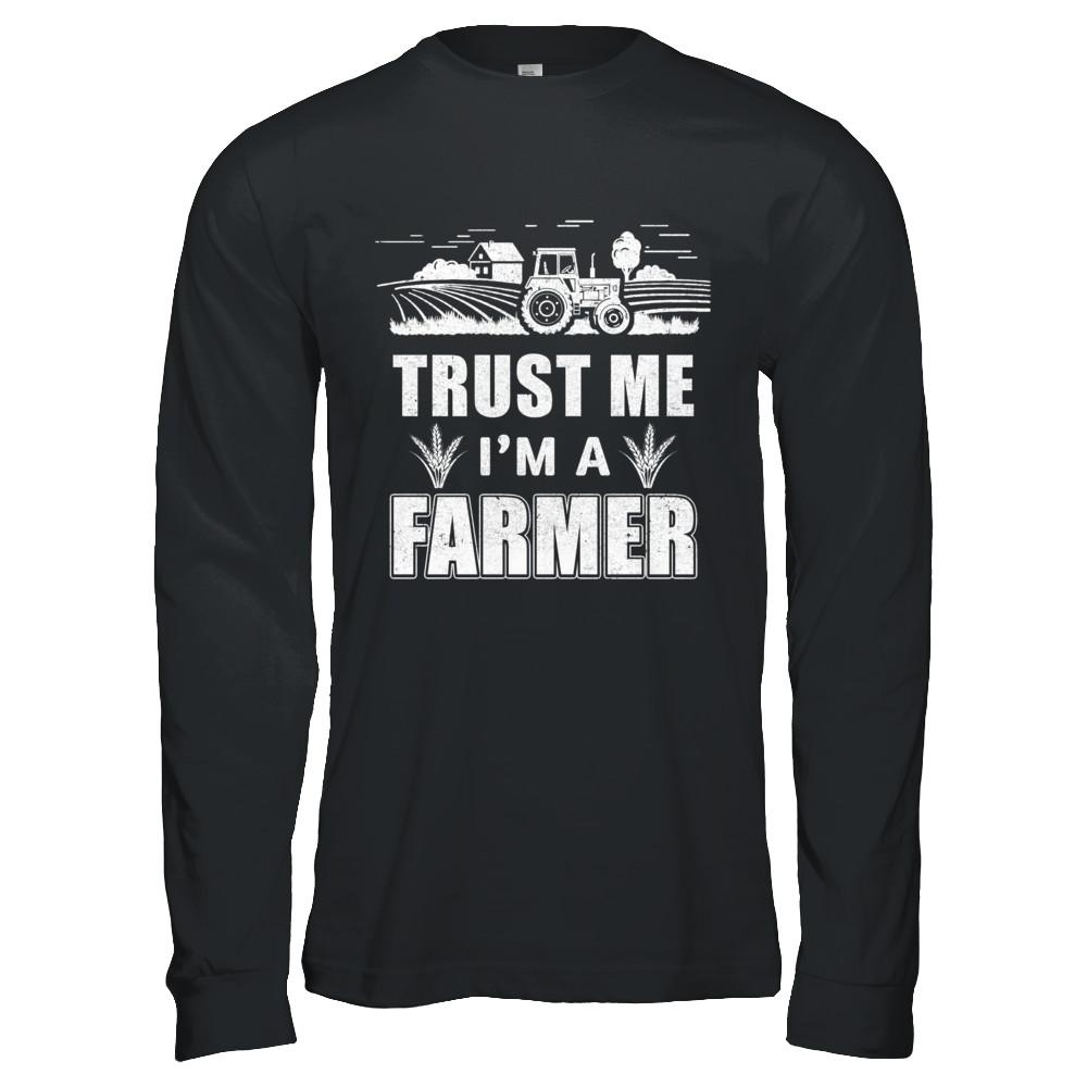 Trust Me I'm A Farmer Funny Farming-T-Shirt & Hoodie-Long Sleeve T-Shirt-Black