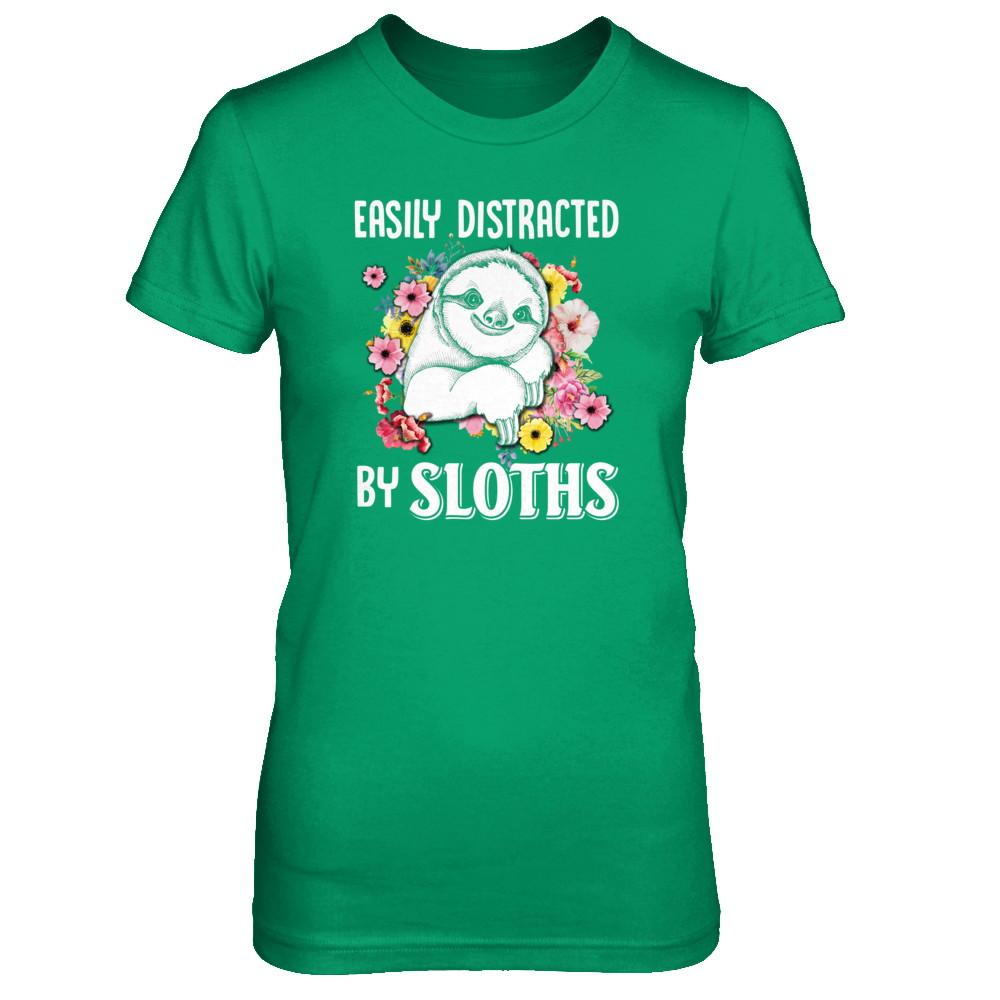 Easily Distracted By Sloths-T-Shirt & Tank Top-Women's T-Shirt-Irish Green