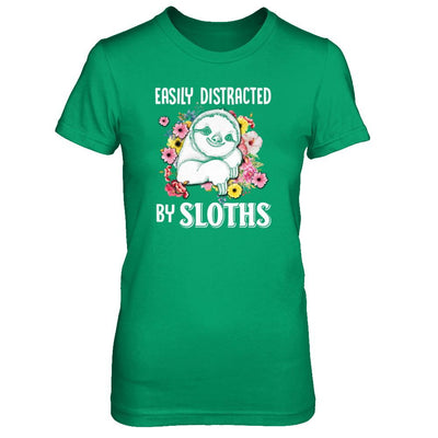 Easily Distracted By Sloths-T-Shirt & Tank Top-Women's T-Shirt-Irish Green