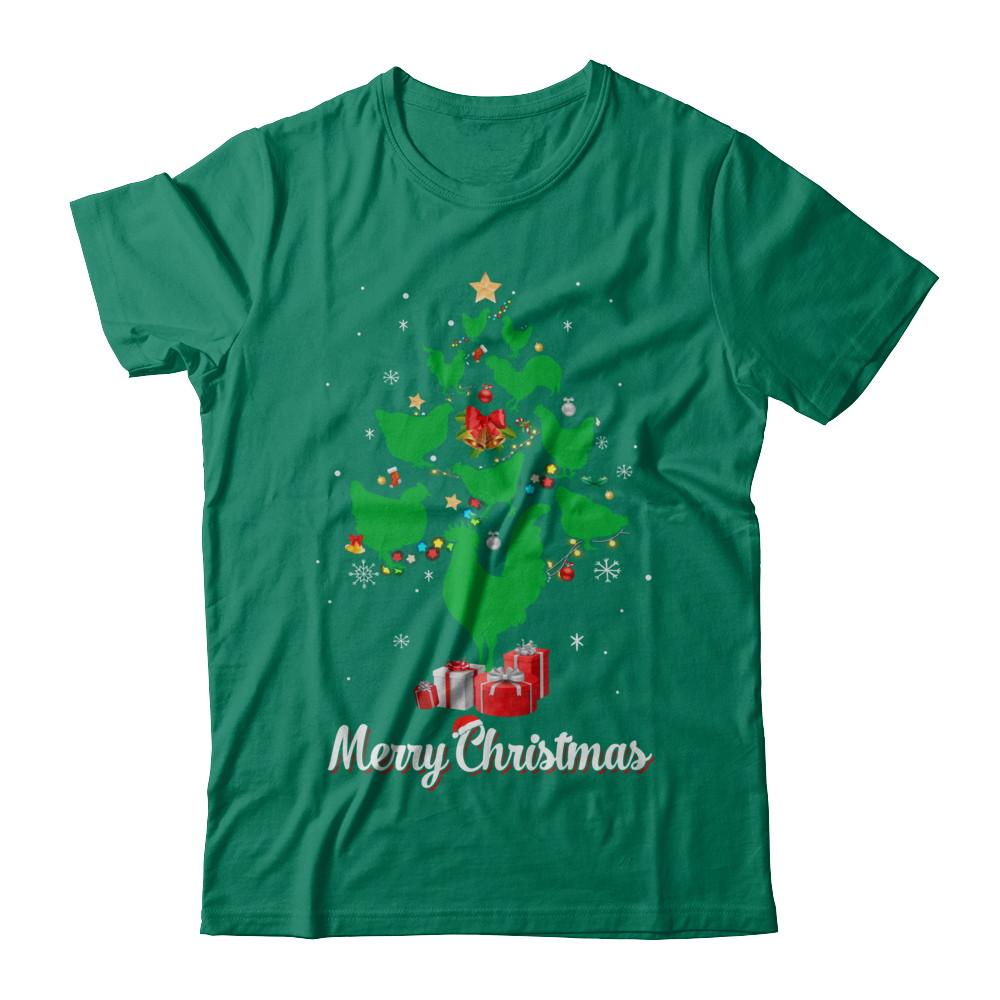 Funny Chicken Merry Christmas Tree Ugly Sweater-T-Shirt & Sweatshirt-Classic T-Shirt-Kelly Green