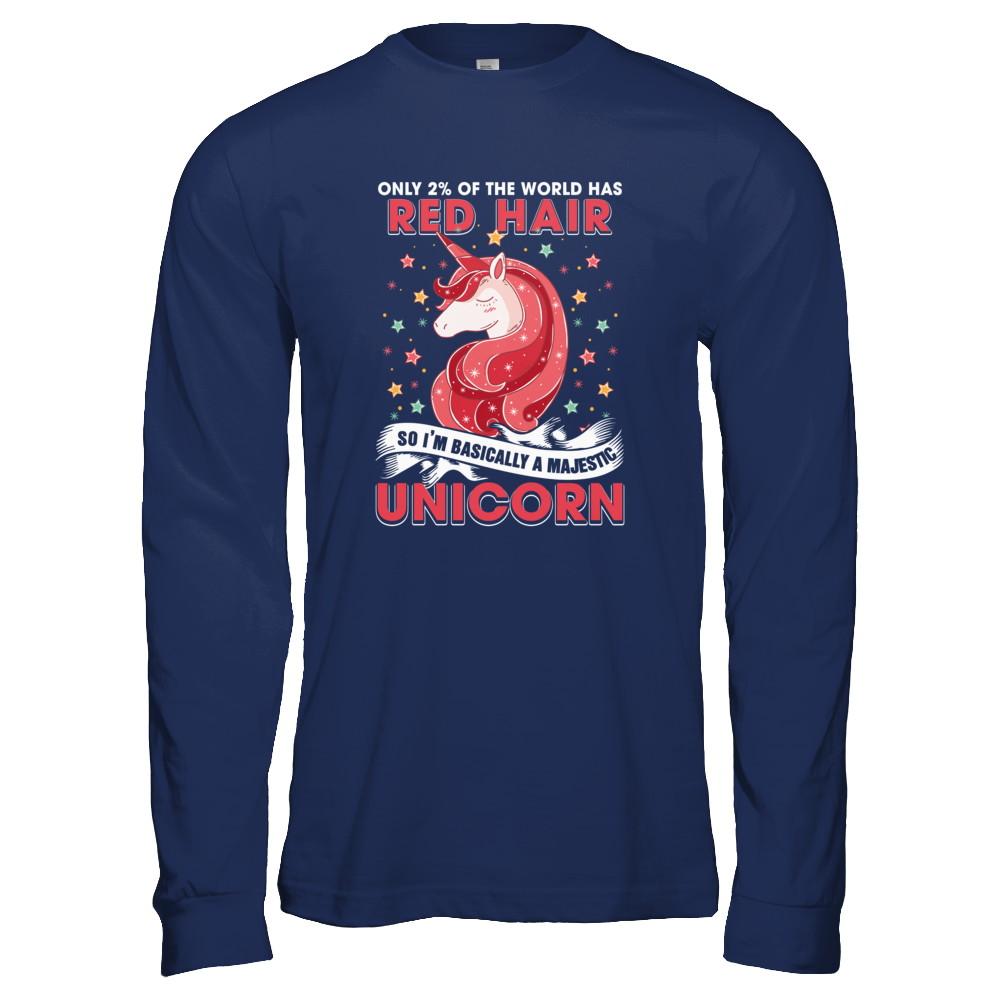 Only 2 Percent Of The World Has Red Hair Majestic Unicorn-T-Shirt & Tank Top-Long Sleeve T-Shirt-Navy