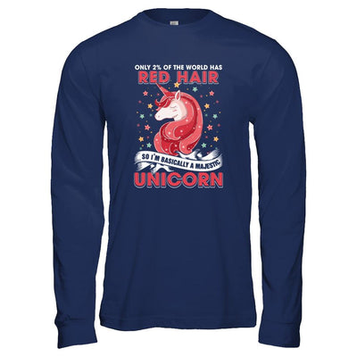 Only 2 Percent Of The World Has Red Hair Majestic Unicorn-T-Shirt & Tank Top-Long Sleeve T-Shirt-Navy