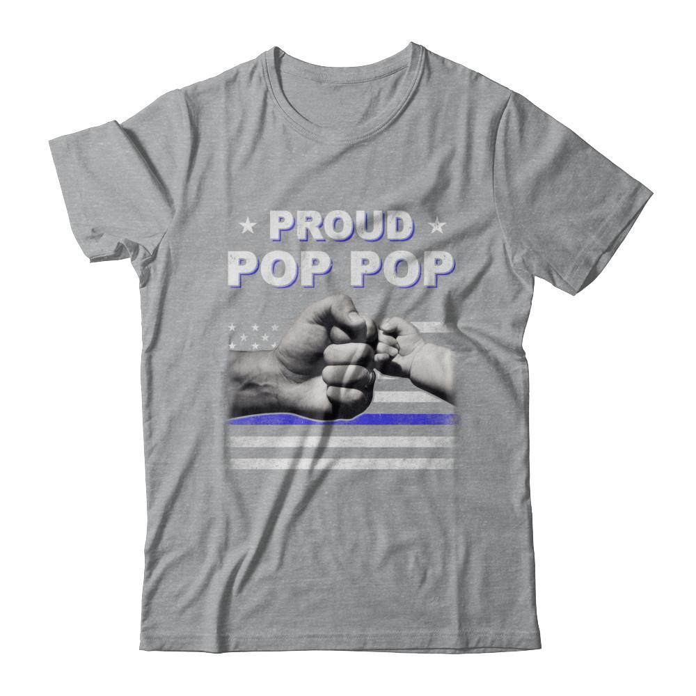 Proud Pop Pop Police Thin Blue Line Flag Fathers Day-T-Shirt & Hoodie-Classic T-Shirt-Sport Grey