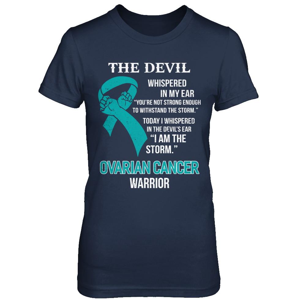 I Am The Storm Support Ovarian Cancer Warrior Gift-T-Shirt & Hoodie-Women's T-Shirt-Navy
