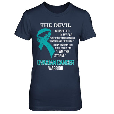I Am The Storm Support Ovarian Cancer Warrior Gift-T-Shirt & Hoodie-Women's T-Shirt-Navy