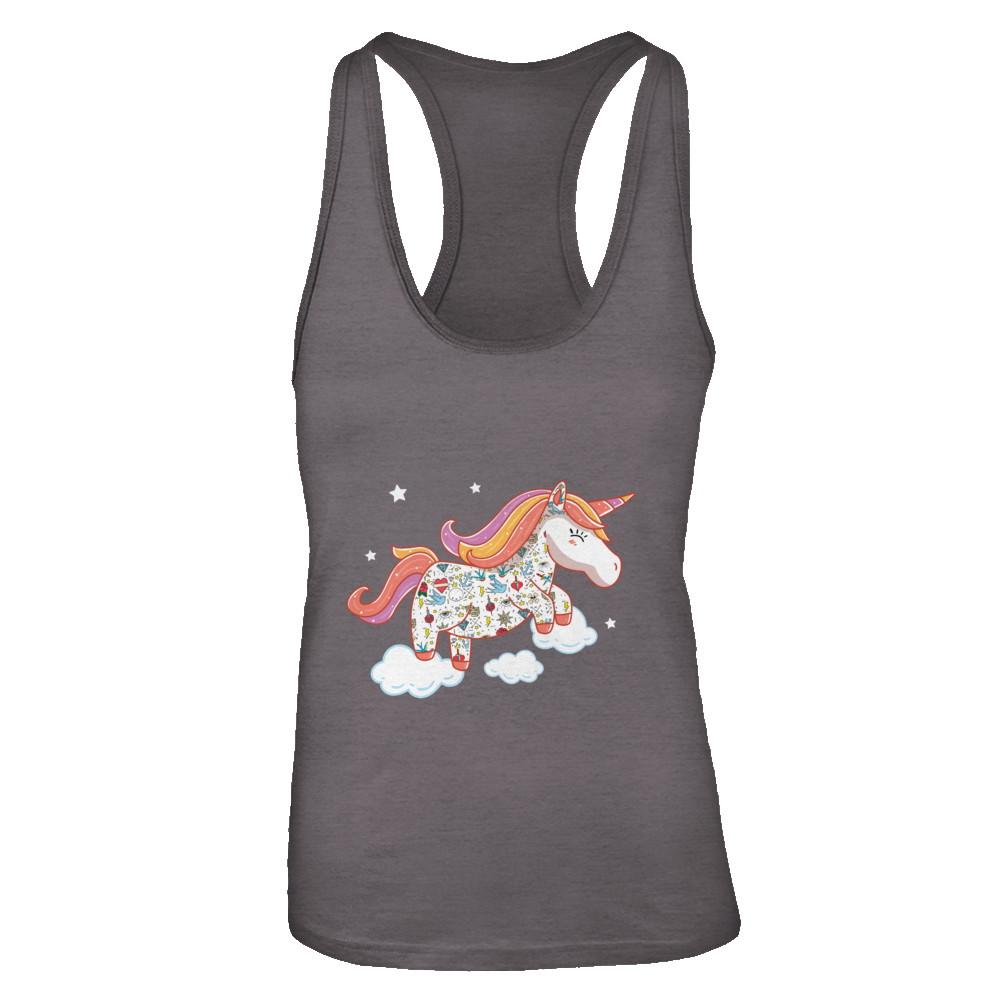 Tattooed Girl Unicorn Tattoos-T-Shirt & Tank Top-Women's Ideal Racerback Tank-Dark Grey