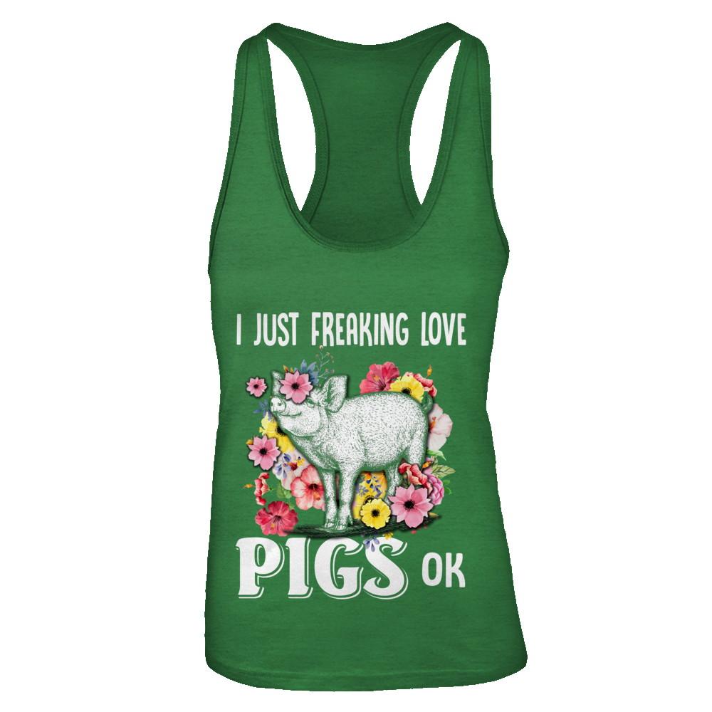 I Just Freaking Love Pigs-T-Shirt & Tank Top-Women's Ideal Racerback Tank-Kelly Green