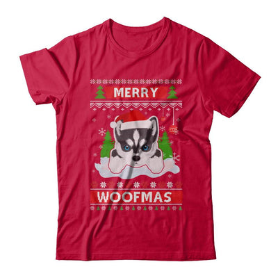 Siberian Husky Merry Woofmas Ugly Christmas Sweater-T-Shirt & Sweatshirt-Classic T-Shirt-Red