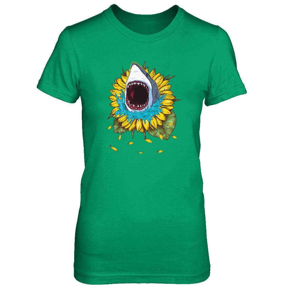 Shark Sunflower Funny Shark Lover Gift-T-Shirt & Tank Top-Women's T-Shirt-Irish Green