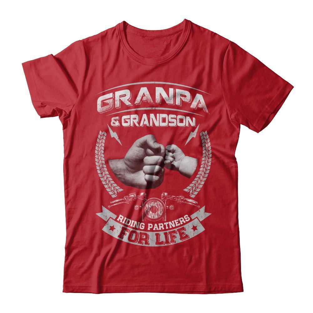 Motocross Grandpa And Grandson Riding Partners For Life-T-Shirt & Hoodie-Classic T-Shirt-Red