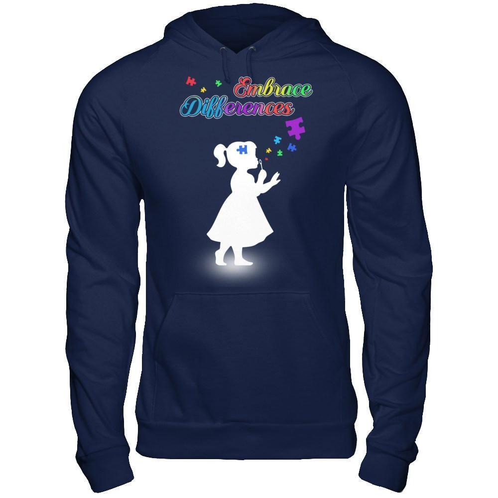 Autism Awareness Embrace Differences-T-Shirt & Hoodie-Pullover Hoodie-Navy