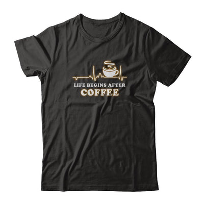 Life Begins After Coffee Heartbeat-T-Shirt & Tank Top-Premium T-Shirt-Black
