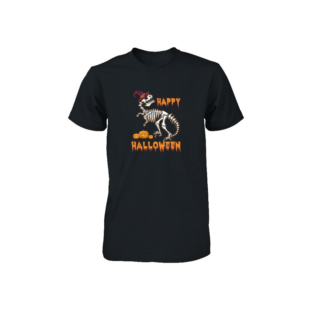 Funny Happy Halloween T-Rex Skeleton Dinosaur Youth-Youth Shirt-Toddler T-Shirt-Black