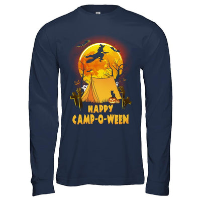 Happy Camp-O-Ween Funny Halloween Camping-T-Shirt & Hoodie-Long Sleeve T-Shirt-Navy