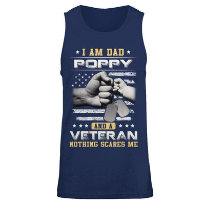 I'm A Dad Poppy And A Veteran Nothing Scares Me-T-Shirt & Hoodie-Unisex Tank-Navy