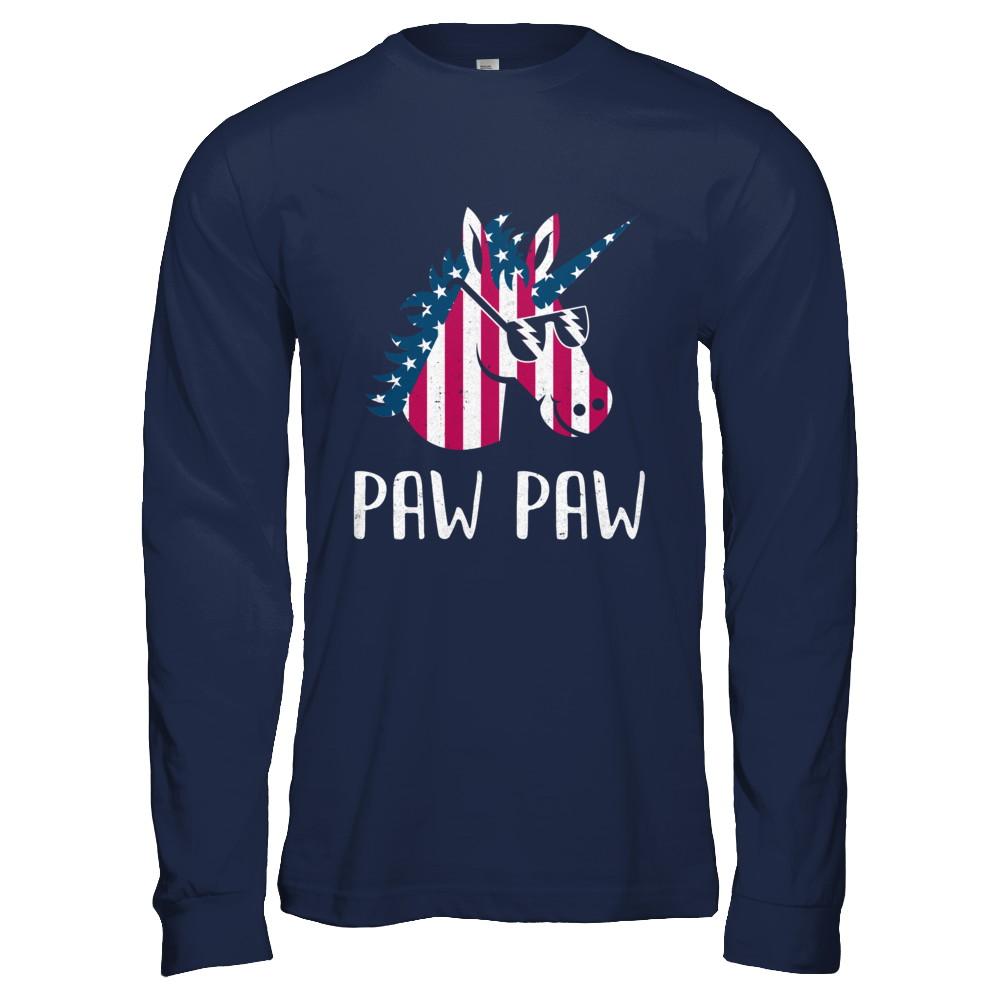Patriotic Paw Paw Unicorn Americorn 4Th Of July-T-Shirt & Hoodie-Long Sleeve T-Shirt-Navy