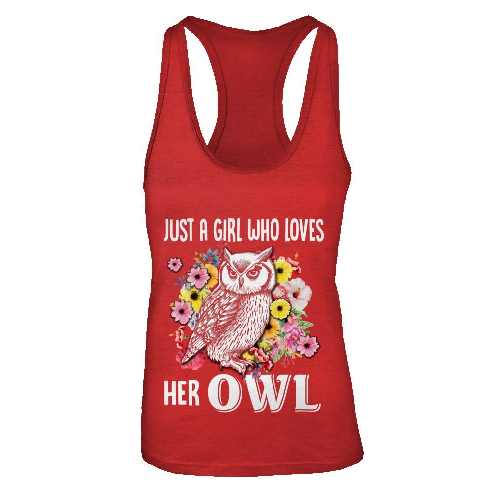 Just A Girl Who Loves Her Owl-T-Shirt & Tank Top-Women's Ideal Racerback Tank-Red