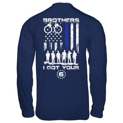 Brothers I Got Your Six Police Thin Blue Line-T-Shirt & Hoodie-Long Sleeve T-Shirt-Navy