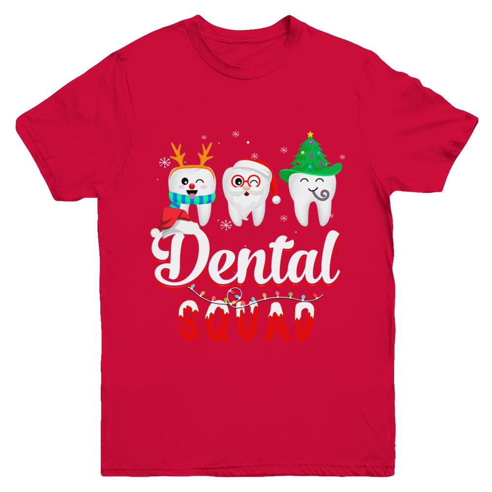 Dental Squad Tooth Christmas Dental Assistant Gifts Youth-Youth Shirt-Youth T-Shirt-Red