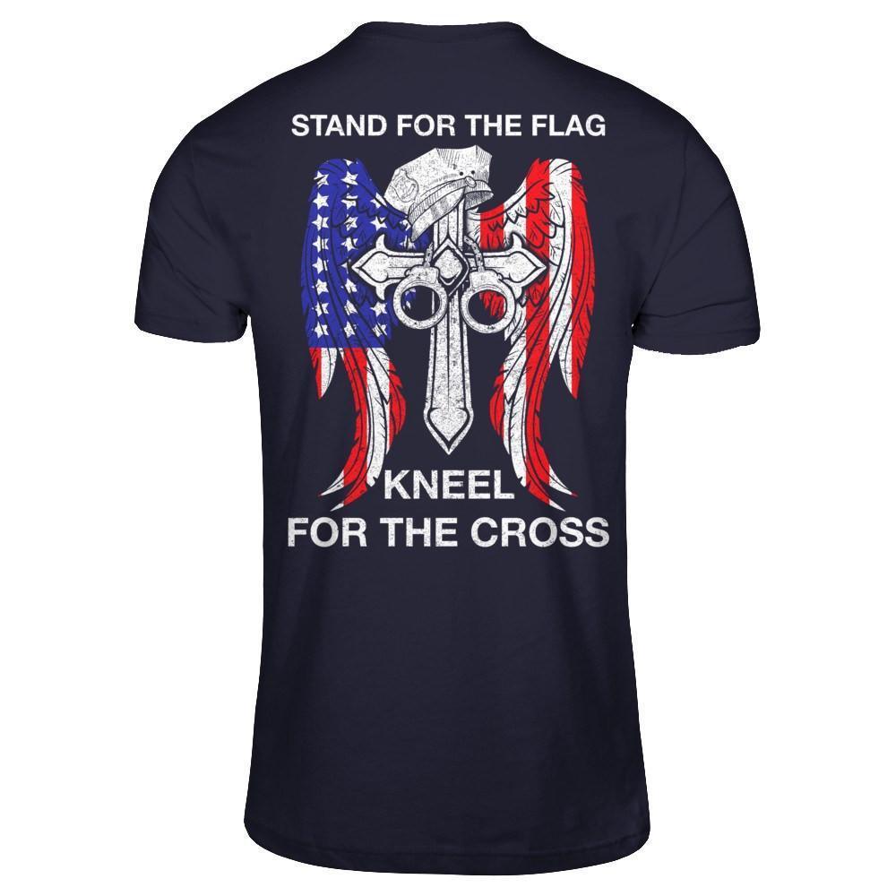 Police Stand For The Flag Kneel For The Cross-T-Shirt & Hoodie-Premium T-Shirt-Midnight Navy