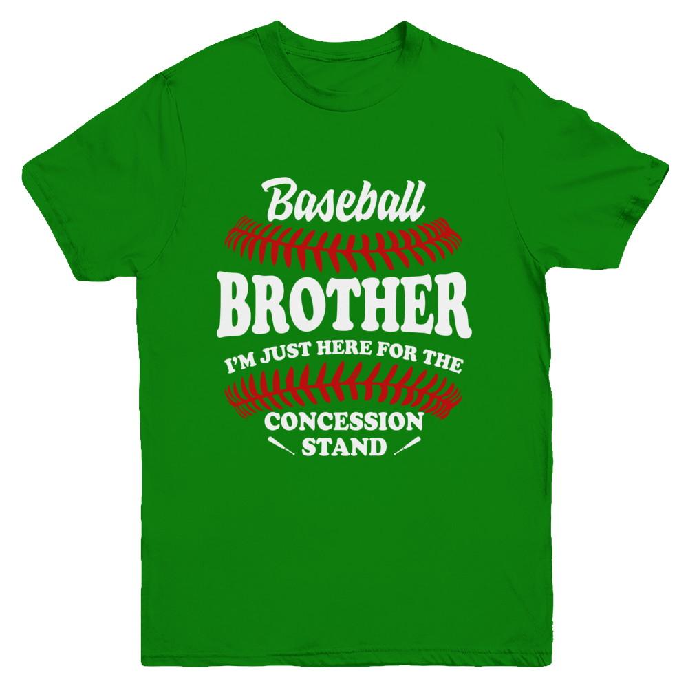 Baseball Brother I'm Just Here For The Concession Stand Youth-Youth Shirt-Youth T-Shirt-Irish Green