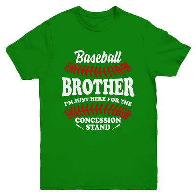 Baseball Brother I'm Just Here For The Concession Stand Youth-Youth Shirt-Youth T-Shirt-Irish Green