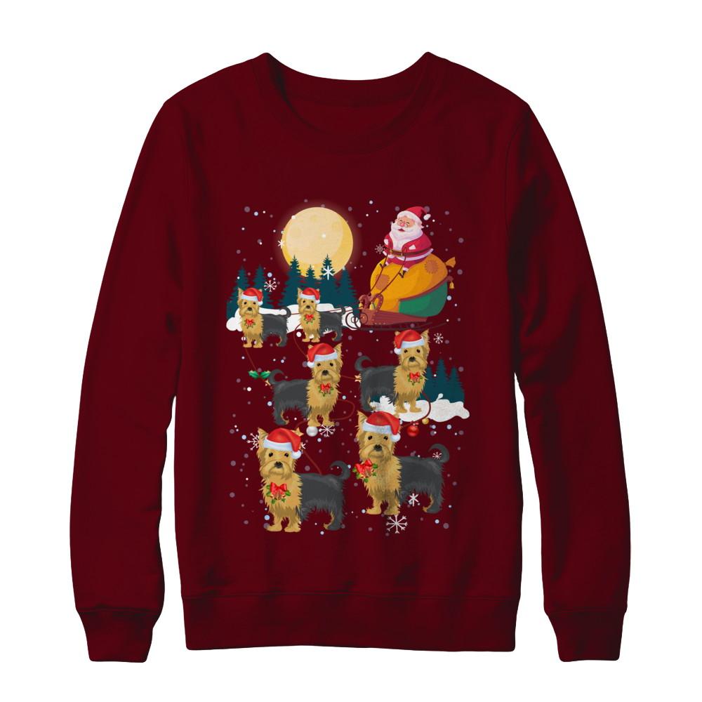 Dog Reindeer Yorkie Christmas Gift-T-Shirt & Sweatshirt-Crewneck Sweatshirt-Maroon