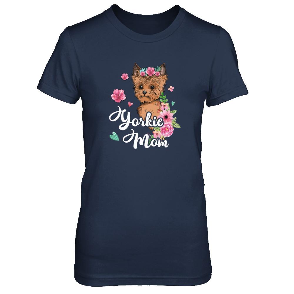 Yorkie Mom Funny Dog Mom Gift Idea-T-Shirt & Tank Top-Women's T-Shirt-Navy