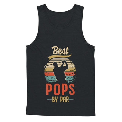 Vintage Best Pops By Par Fathers Day Funny Golf Gift-T-Shirt & Hoodie-Unisex Tank-Black