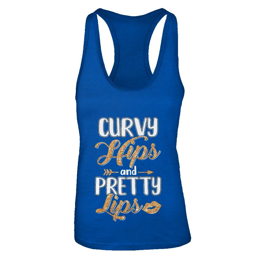 Black Woman Curvy Hips And Pretty Lips-T-Shirt & Tank Top-Women's Ideal Racerback Tank-Royal