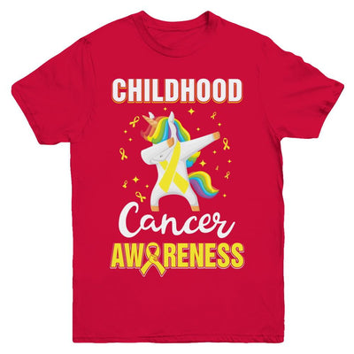 Inspirational Childhood Cancer Awareness Unicorn Support Youth-Youth Shirt-Youth T-Shirt-Red