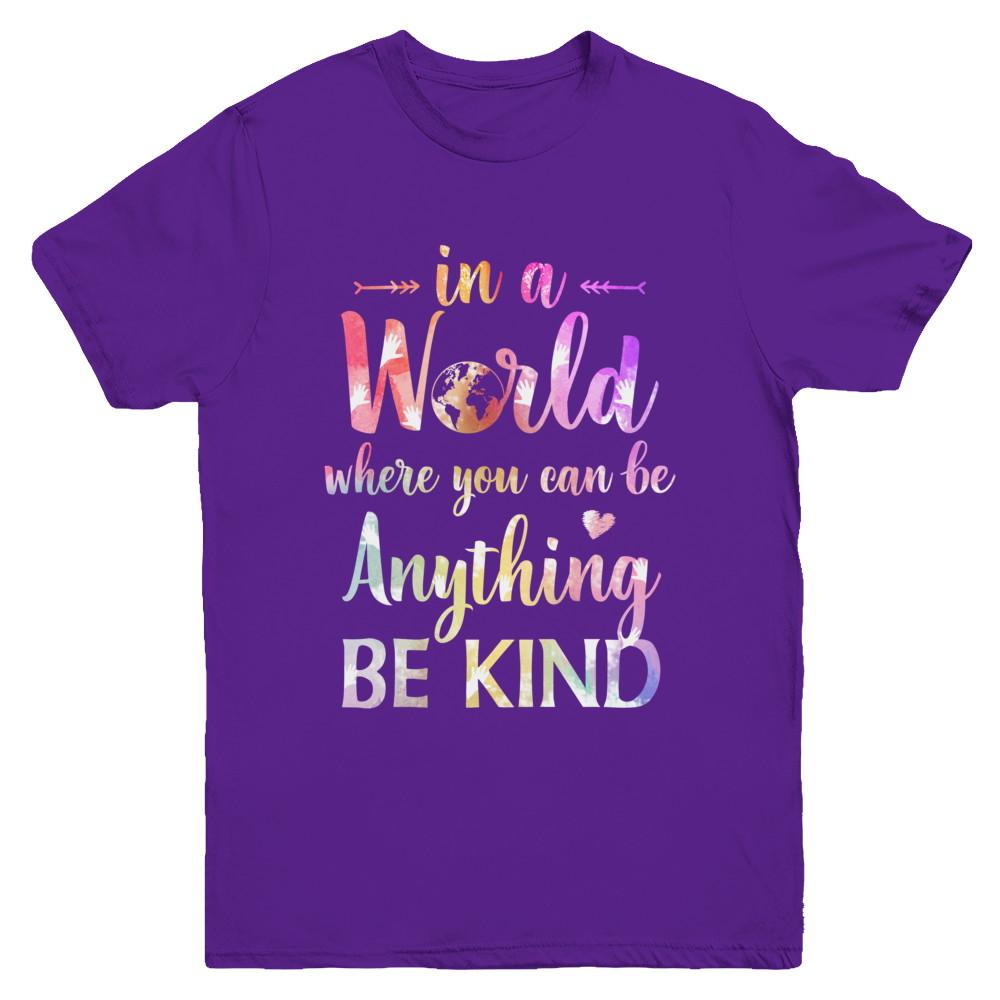 Autism In A World Where You Can Be Anything Be Kind Youth-Youth Shirt-Youth T-Shirt-Purple