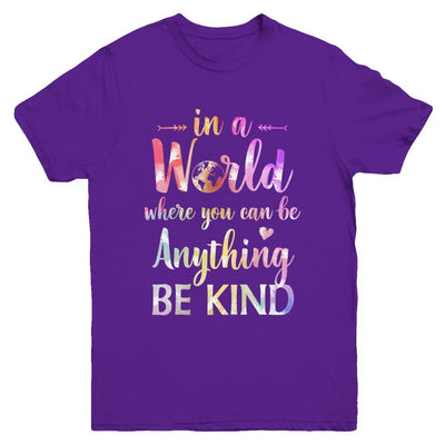 Autism In A World Where You Can Be Anything Be Kind Youth-Youth Shirt-Youth T-Shirt-Purple