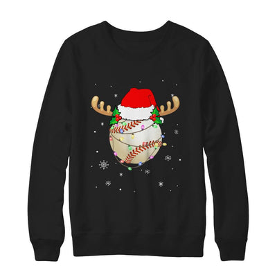 Santa Hat Baseball Reindeer Christmas Gifts-T-Shirt & Sweatshirt-Crewneck Sweatshirt-Black
