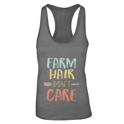Farm Hair Don't Care Farming Farmer Women-T-Shirt & Tank Top-Women's Ideal Racerback Tank-Dark Grey