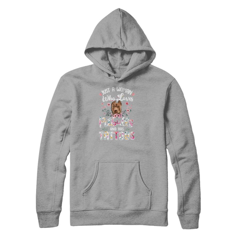 Just A Woman Who Loves Pitbulls And Has Tattoos-T-Shirt & Tank Top-Pullover Hoodie-Light Steel