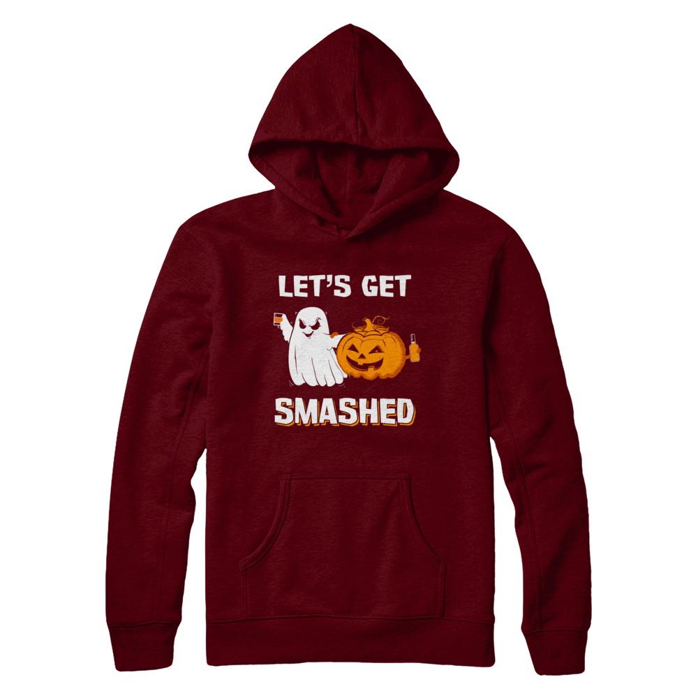 Let's Get Smashed Drinking Pumpkin Halloween-T-Shirt & Hoodie-Pullover Hoodie-Maroon