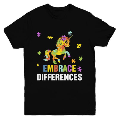Autism Awareness Puzzle Piece Unicorn Embrace Differences Youth-Youth Shirt-