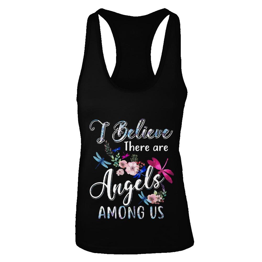 I Believe There Are Angels Among Us Dragonfly-T-Shirt & Tank Top-Women's Ideal Racerback Tank-Black