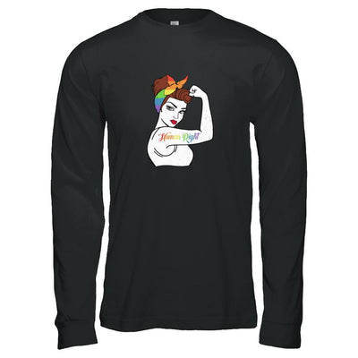 Lady Human Right LGBT Lesbian Gay Pride-T-Shirt & Tank Top-Long Sleeve T-Shirt-Black