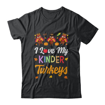 I Love My Kinder Turkeys Pumpkin Student School Teacher-T-Shirt & Sweatshirt-Classic T-Shirt-Black