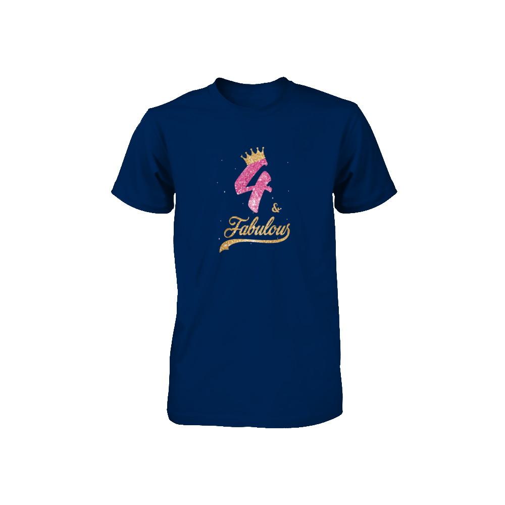 4Th And Fabulous Four Birthday Youth-Youth Shirt-Toddler T-Shirt-Navy