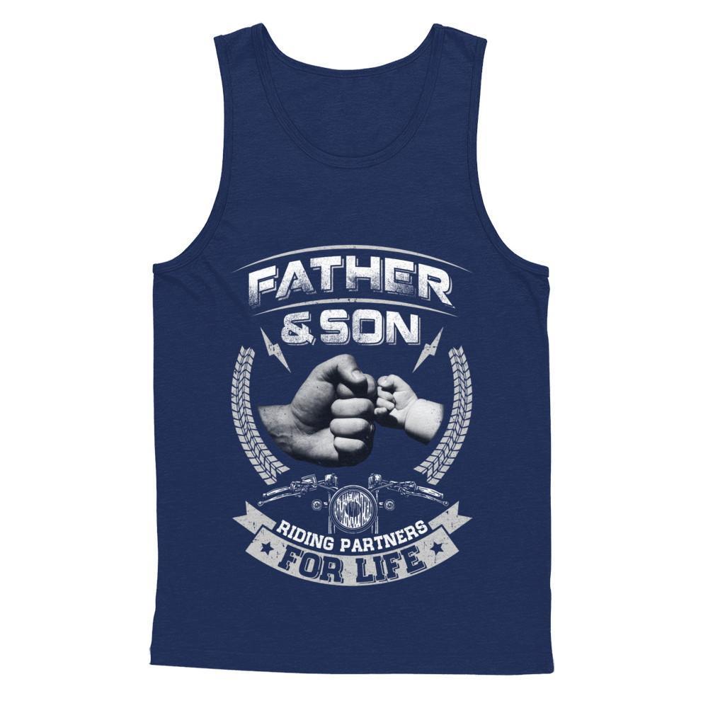 Motocross Father And Son Riding Partners For Life-T-Shirt & Hoodie-Unisex Tank-Navy