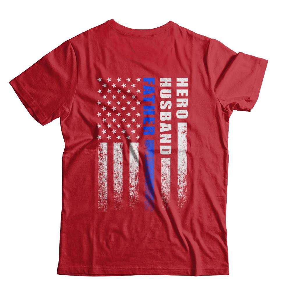 Police Thin Blue Line Husband Daddy Hero Fathers Day Gift-T-Shirt & Hoodie-Classic T-Shirt-Red